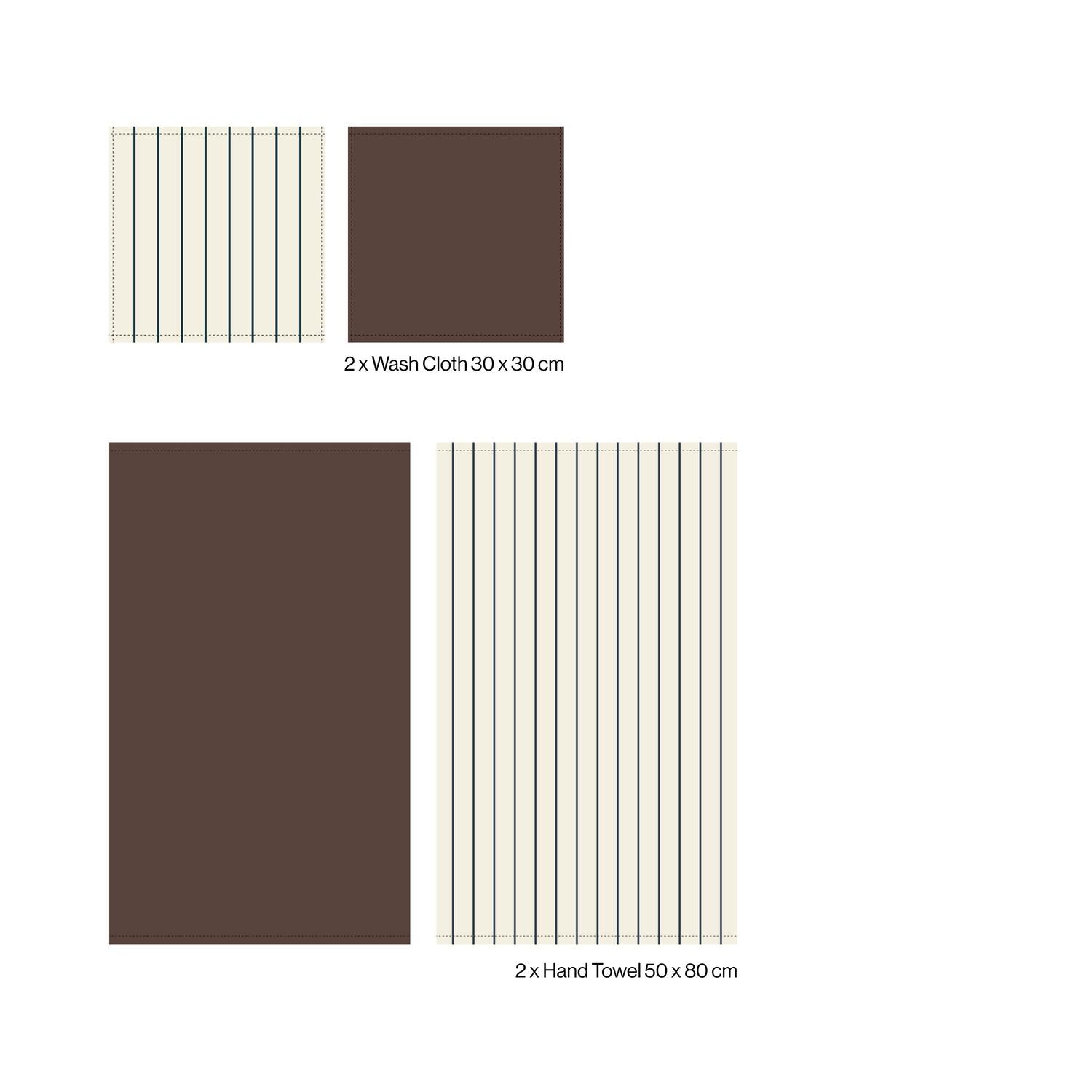 4 stk håndklæde sampak - Coffee/Creme & Ink